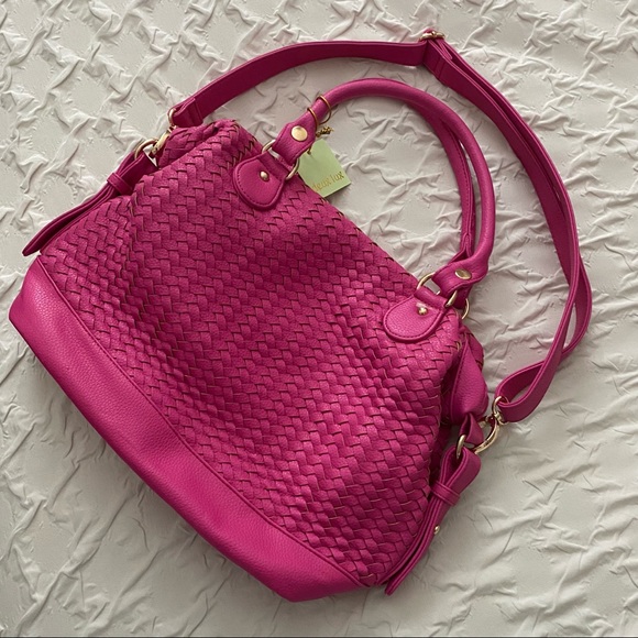 Deux Lux || pink woven braided shoulder purse in Lipstick - Picture 1 of 9